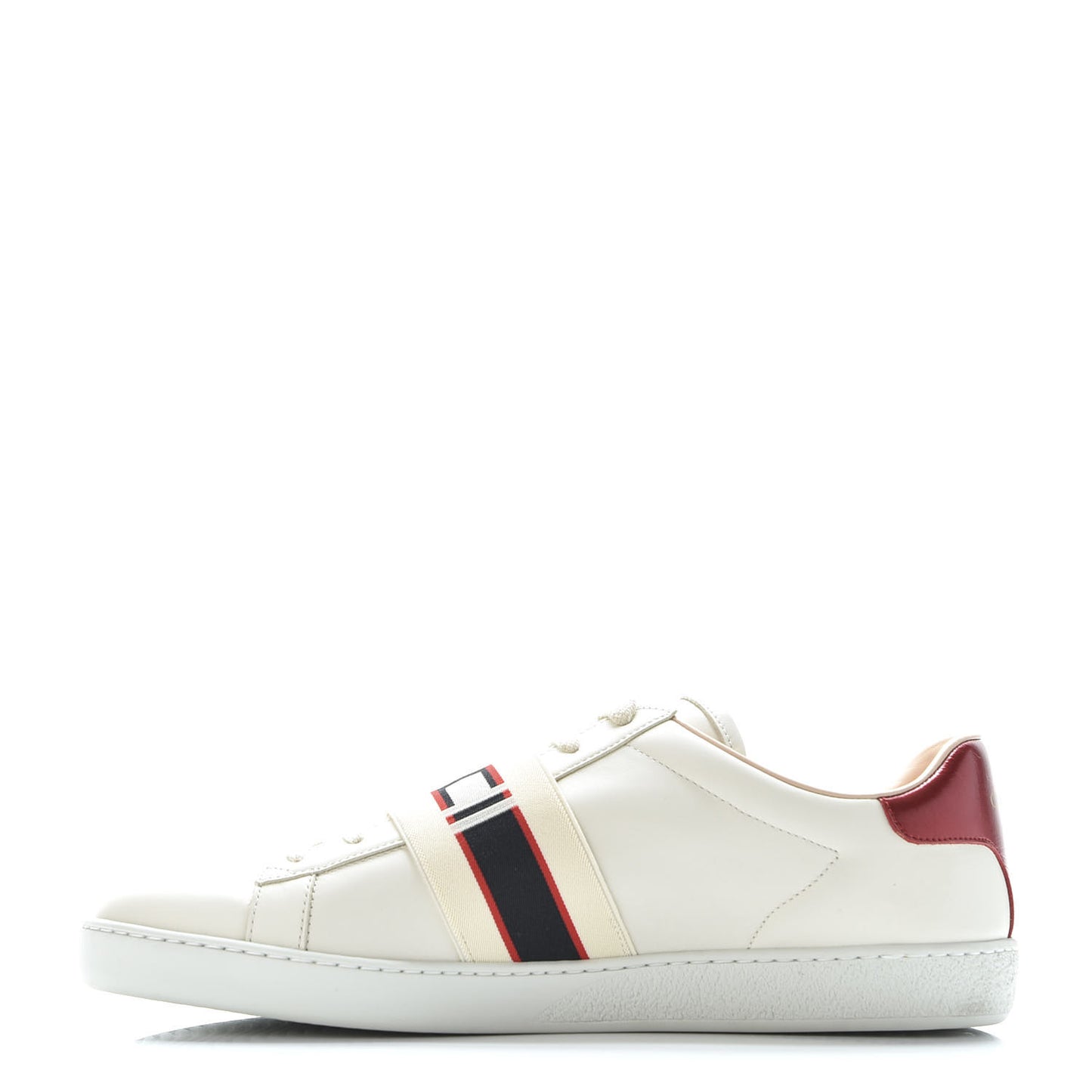 Calfskin Stripe Womens New Ace Sneakers 41 New Mystic White Ecru Red Flame
