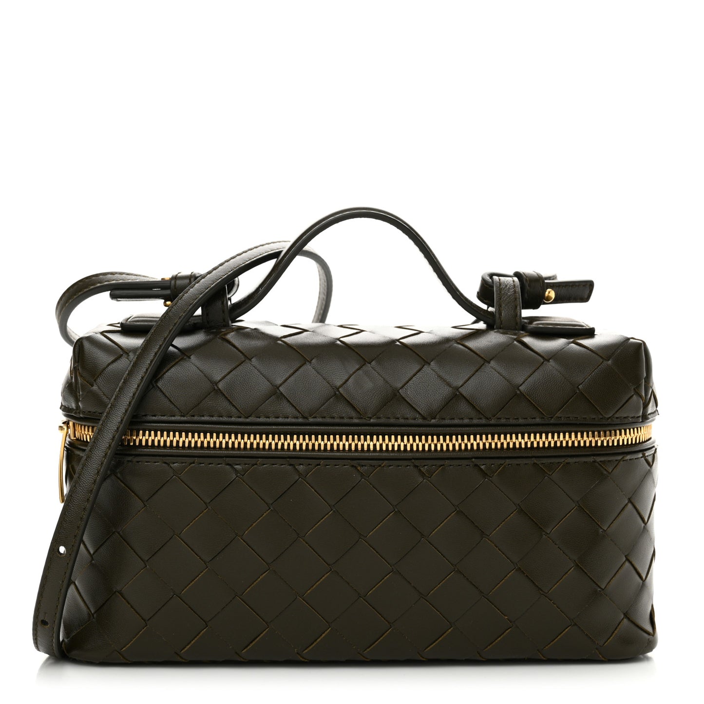 Calfskin Intrecciato Bang Bang Vanity Case Kaki