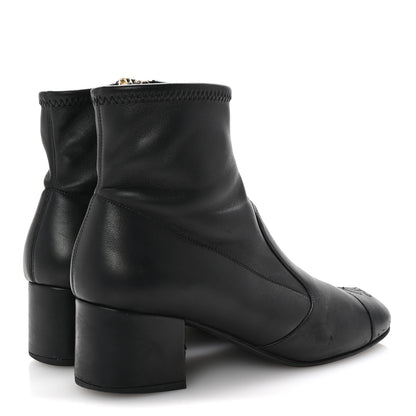 Chanel Stretch Lambskin Cap Toe CC Short Boots 38.5 Black 5 of 8