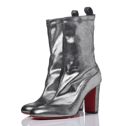Christian Louboutin Veau Velours Stretch Gena 85 Bootie 36 Silver 3 of 9