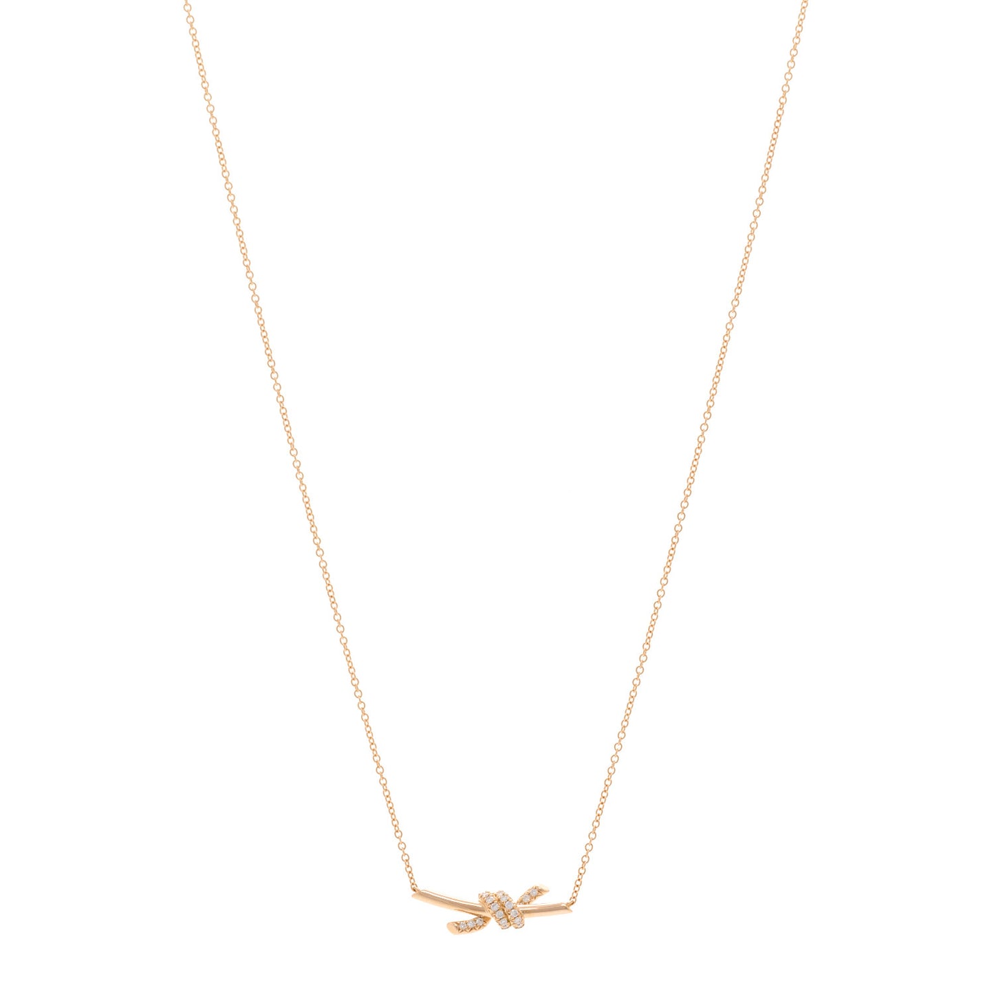 18K Rose Gold Diamond Small Knot Necklace