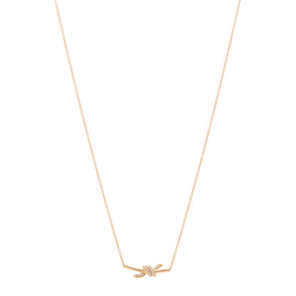 Tiffany 18K Rose Gold Diamond Small Knot Necklace 1 of 4