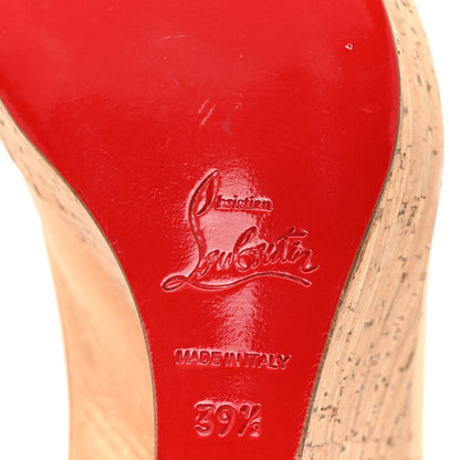 Christian Louboutin Calfskin Cork Une Plume Sling 120 Wedges 39.5 Gold 7 of 10