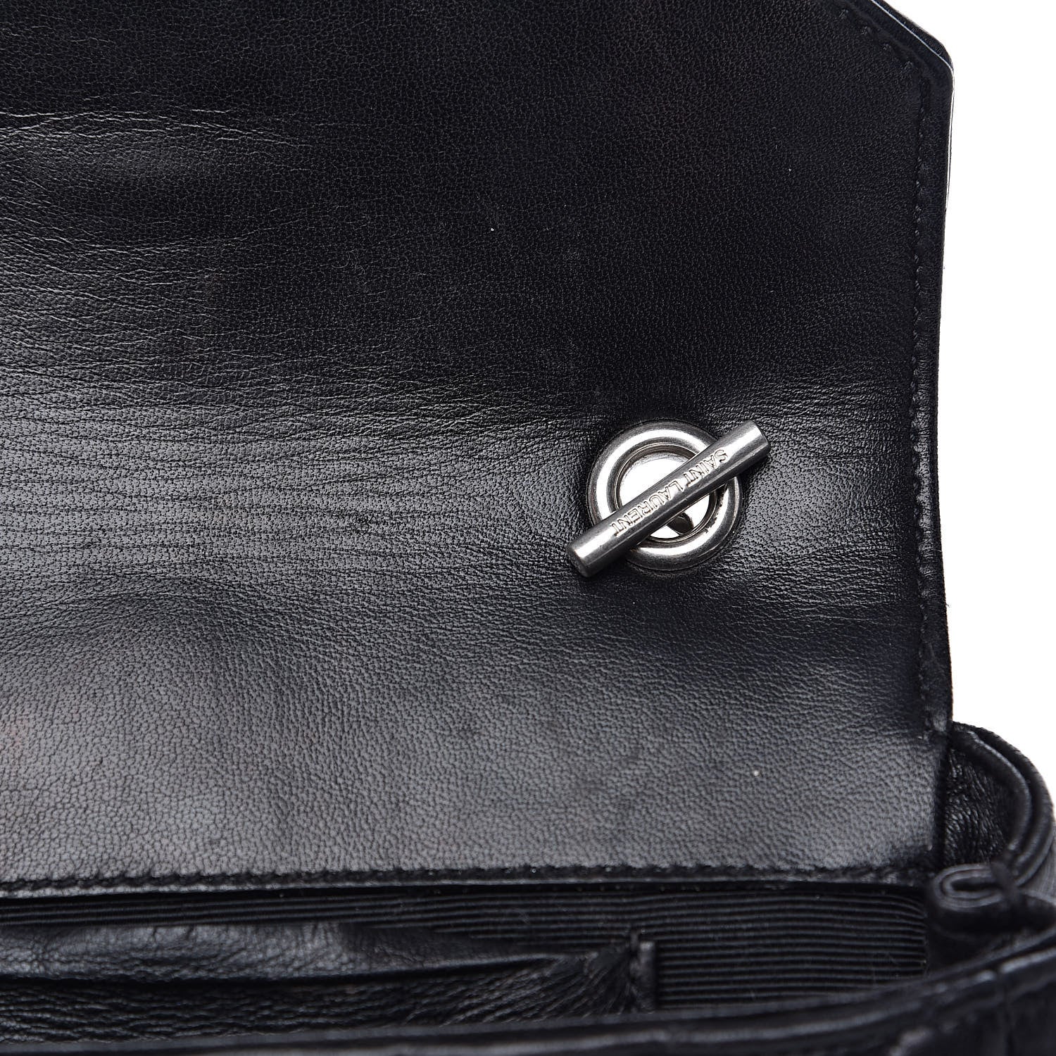 Saint Laurent Grained Calfskin Matelasse Chevron Monogram Classic Baby Chain Bag Black 14 of 14