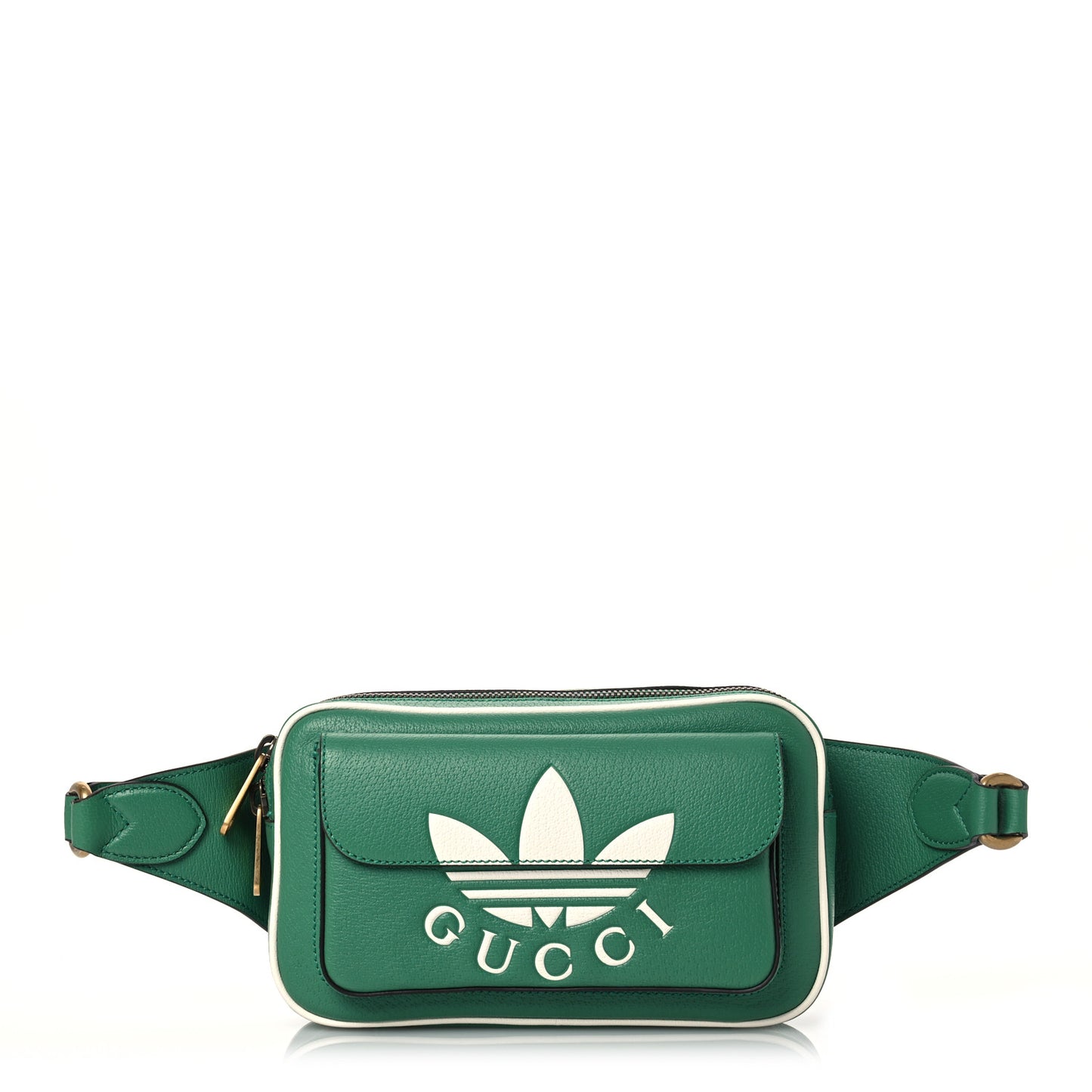 X ADIDAS Textured Dollar Calfskin Belt Bag Green
