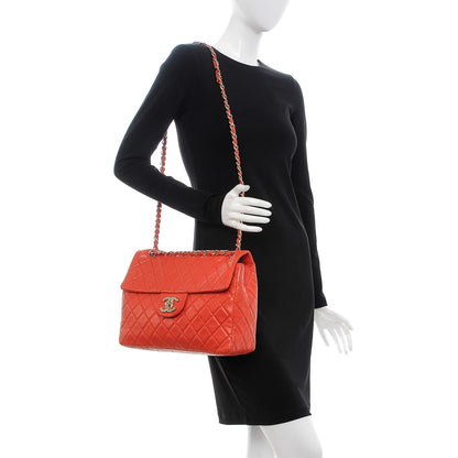 Chanel Lambskin Quilted XL Maxi Single Flap Red 2 of 13