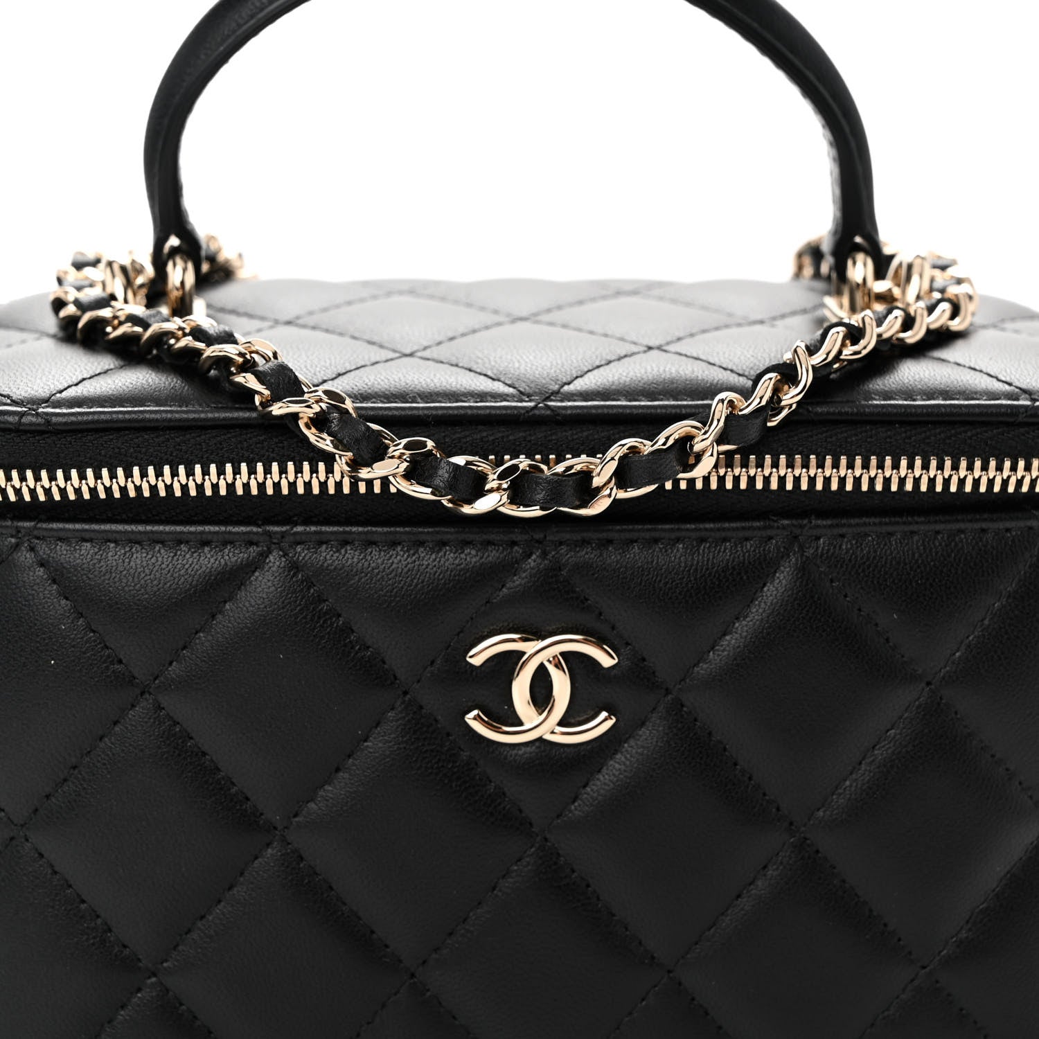 Chanel Lambskin Quilted Small Top Handle Vanity Case With Chain Black 9 of 11