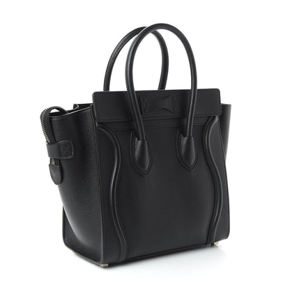 Celine Drummed Calfskin Micro Luggage Black 3 of 9