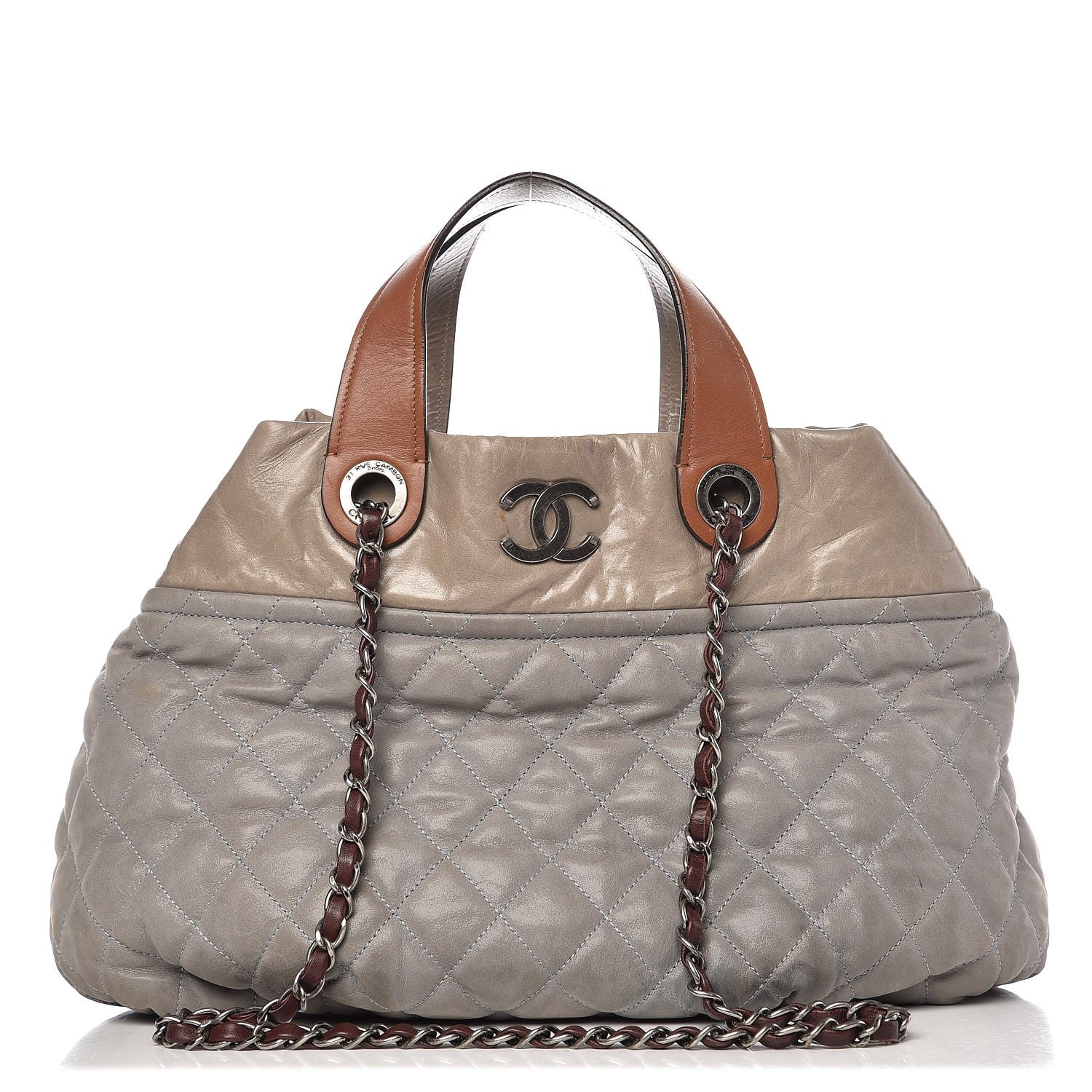Chanel Iridescent Calfskin Quilted Small In The Mix Tote Grey 1 of 13