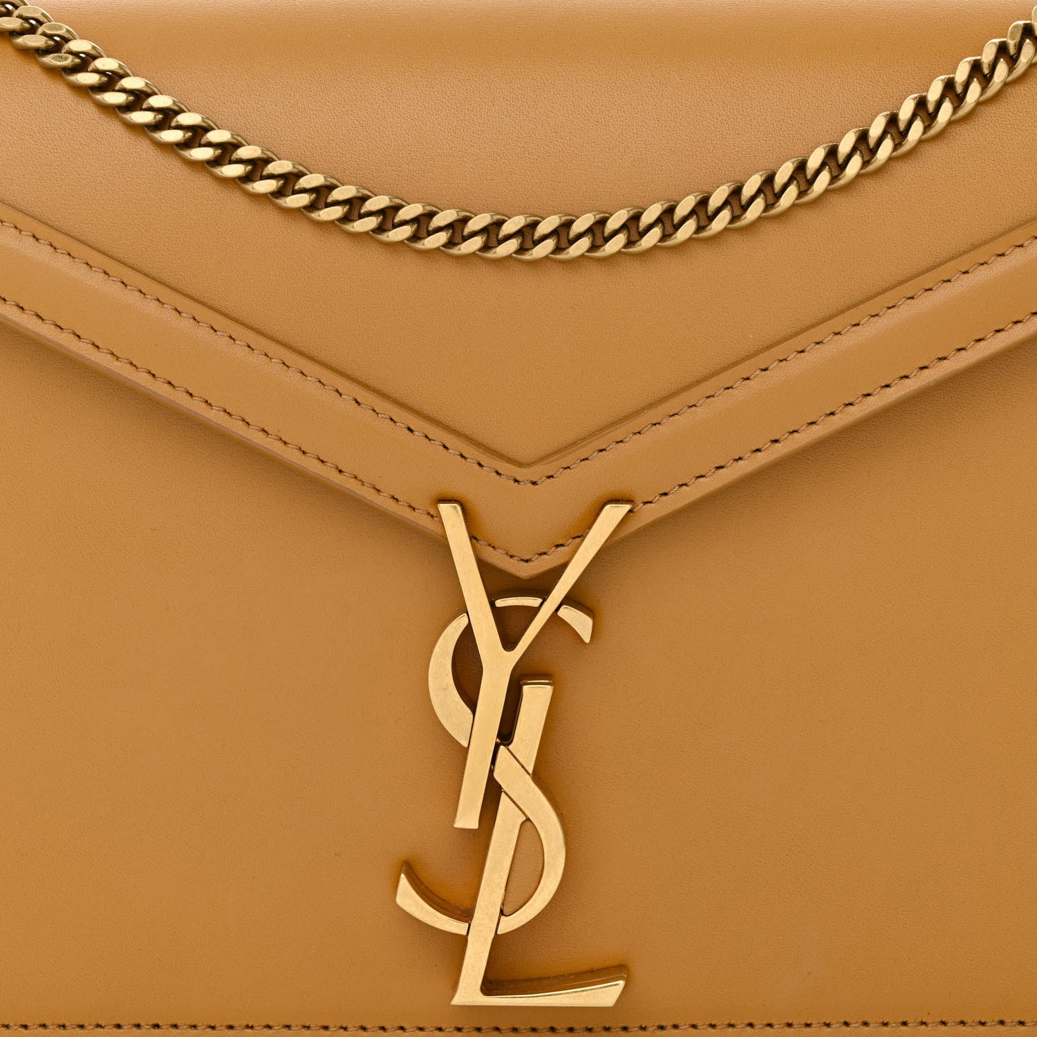 Saint Laurent Smooth Calfskin Monogram Cassandra Clasp Bag Cappuccino 9 of 12