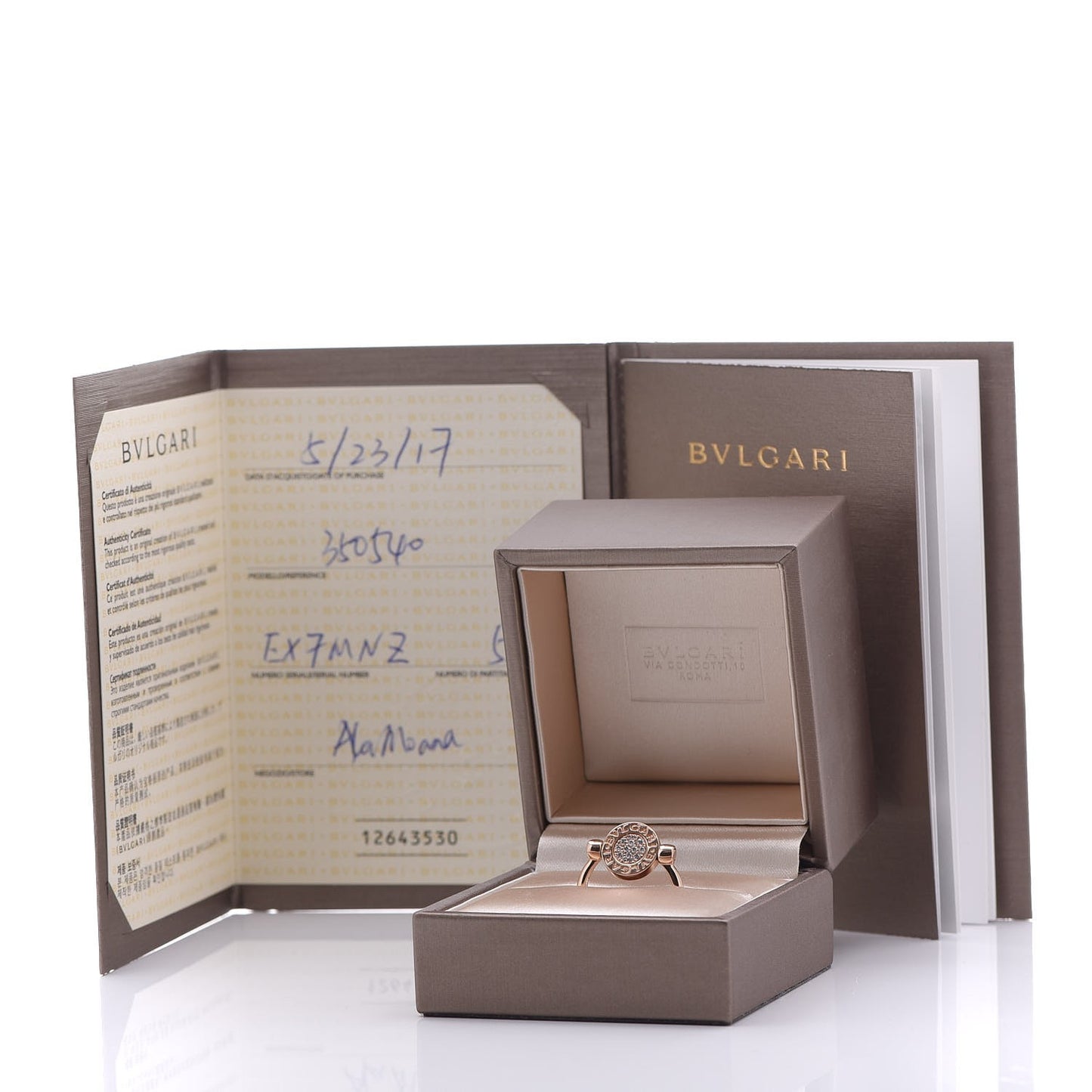 BVLGARI 18K Rose Gold Diamond Mother of Pearl Bvlgari Bvlgari Ring 46.5 5