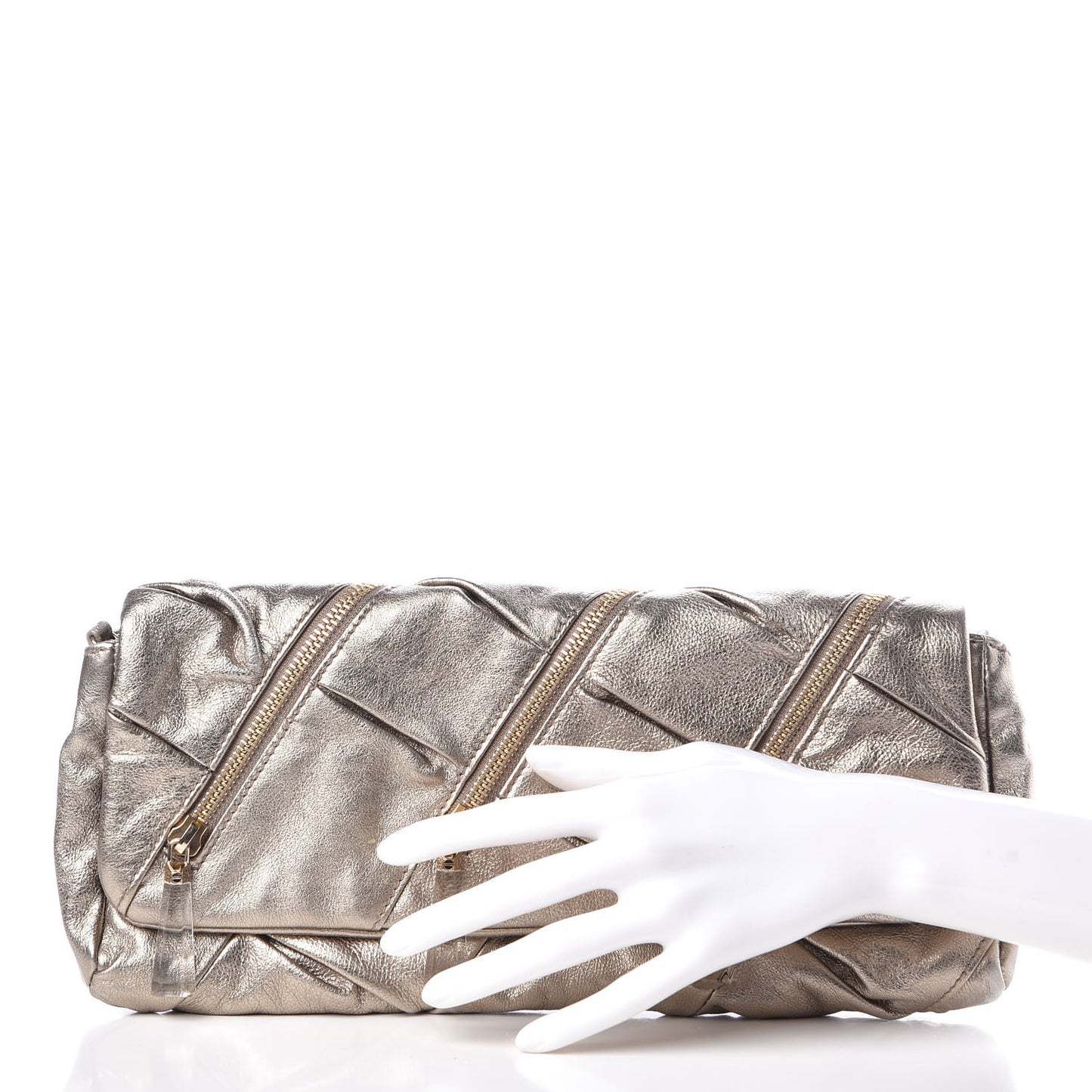 Metallic Calfskin Pillow Clutch Gold