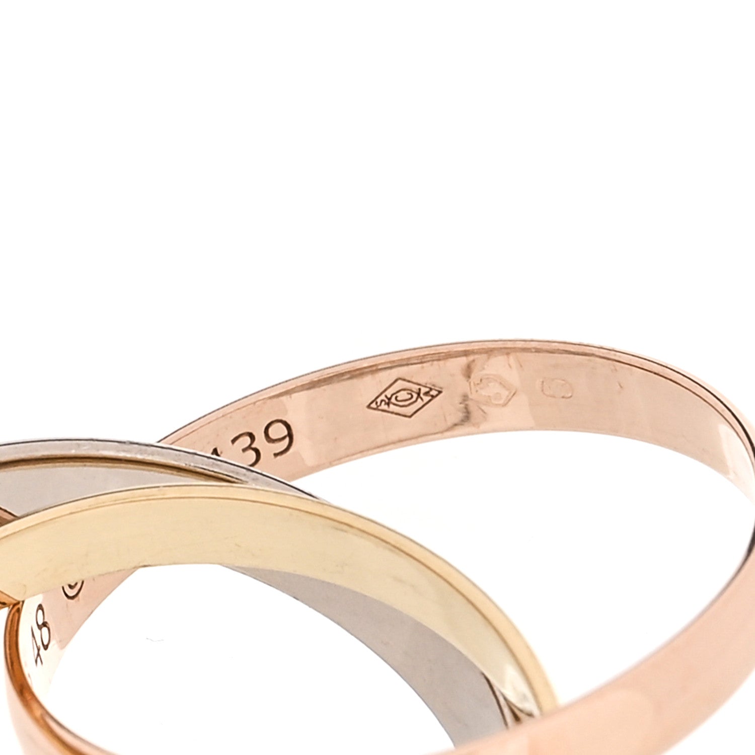 Cartier 18K White Yellow Pink Gold Diamond Small Trinity Paved Ring 48 4.5 6 of 6