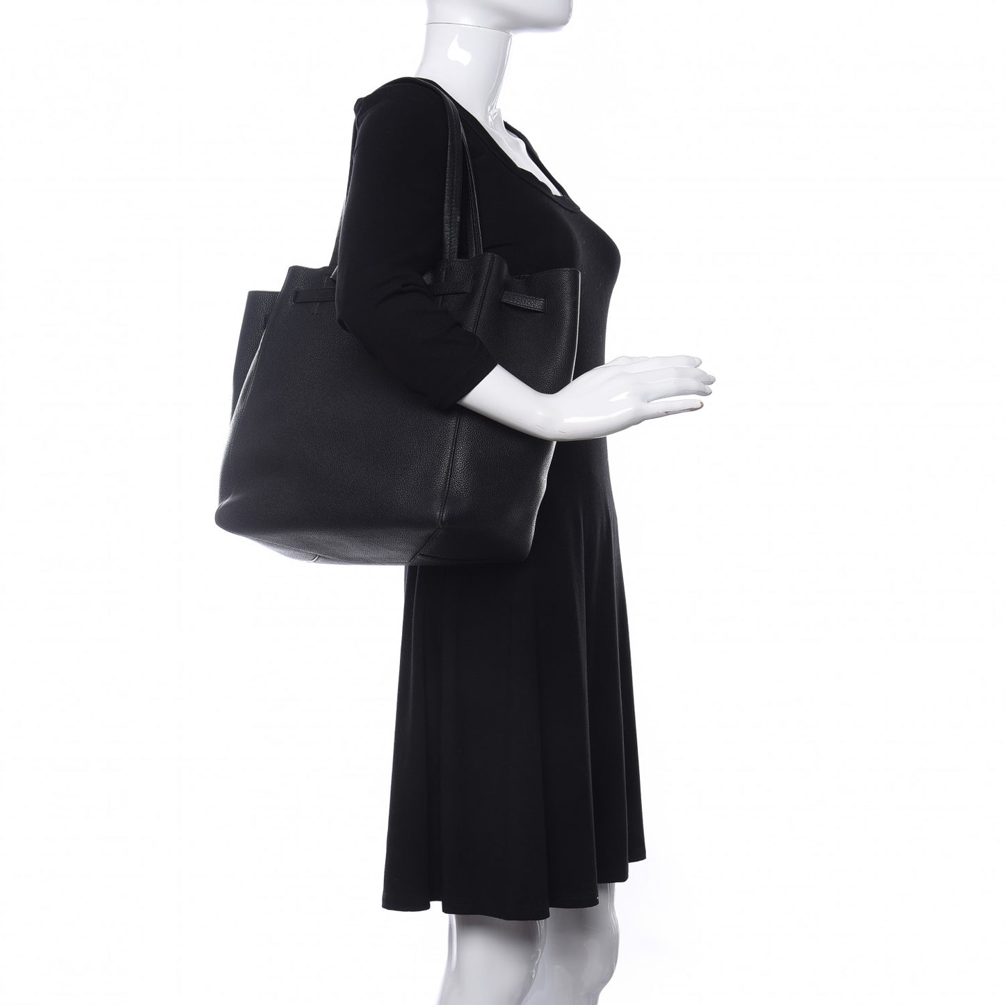 Soft Grained Calfskin Small Belt Cabas Phantom Black