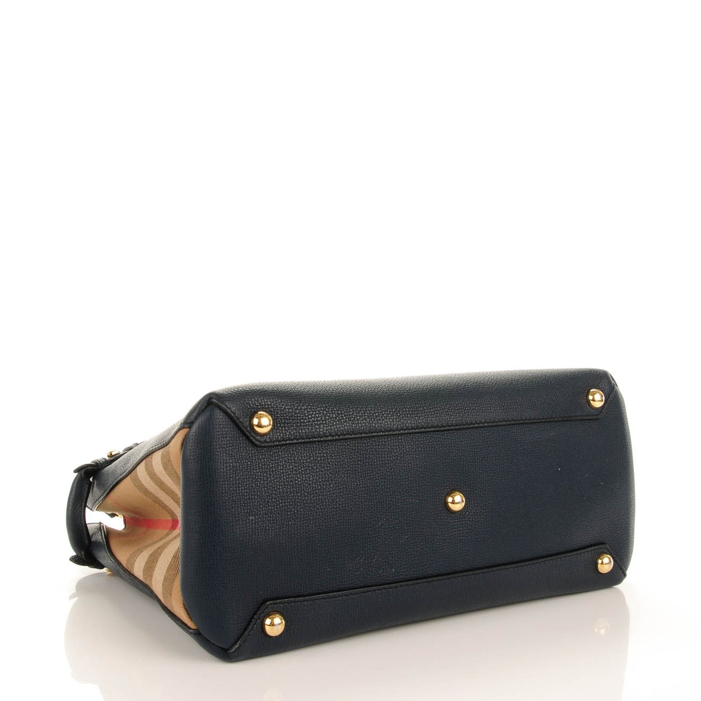Calfskin House Check Medium Banner Tote Ink Blue