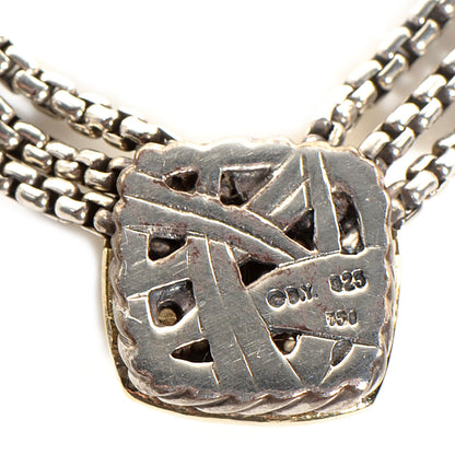 David Yurman Sterling Silver 18K Yellow Gold Diamond 7mm Albion Necklace 3 of 5