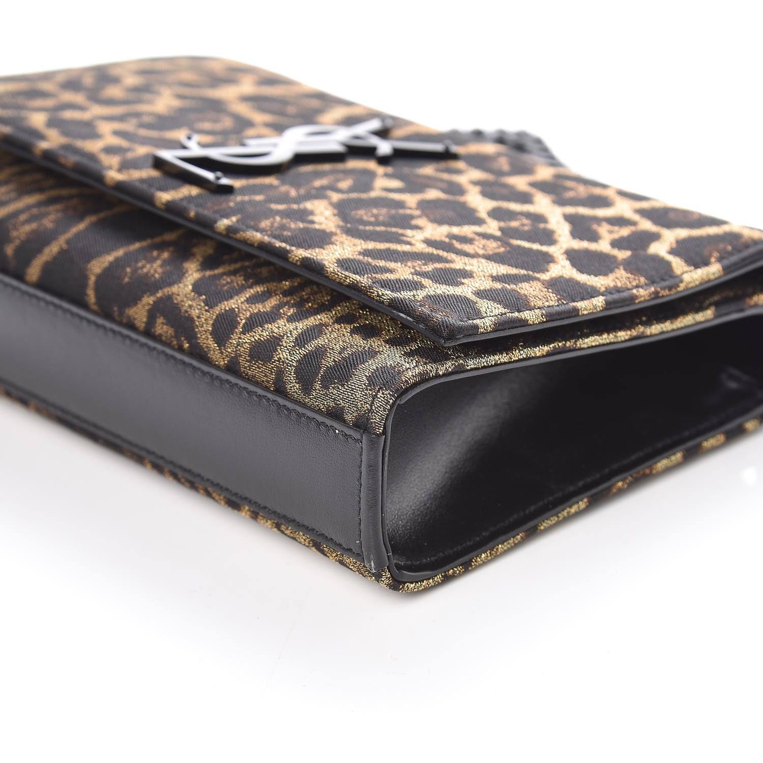 Saint Laurent Jacquard Leopard Small Monogram Kate Satchel Oro Natural 6 of 8