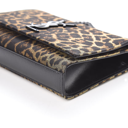 Saint Laurent Jacquard Leopard Small Monogram Kate Satchel Oro Natural 6 of 8