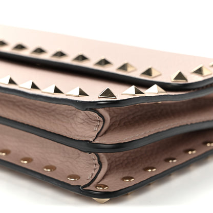 Valentino Garavani Pebbled Calfskin Rockstud Flap Wallet On Chain Poudre 9 of 10