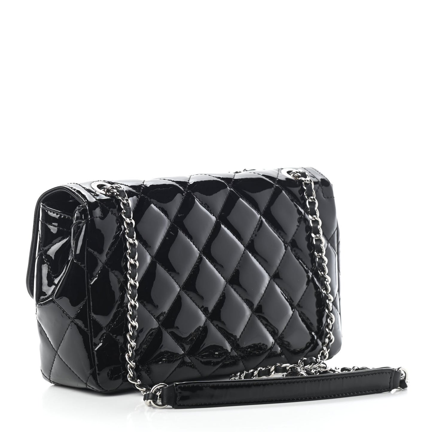 Patent Quilted Small Coco Shine Flap Black