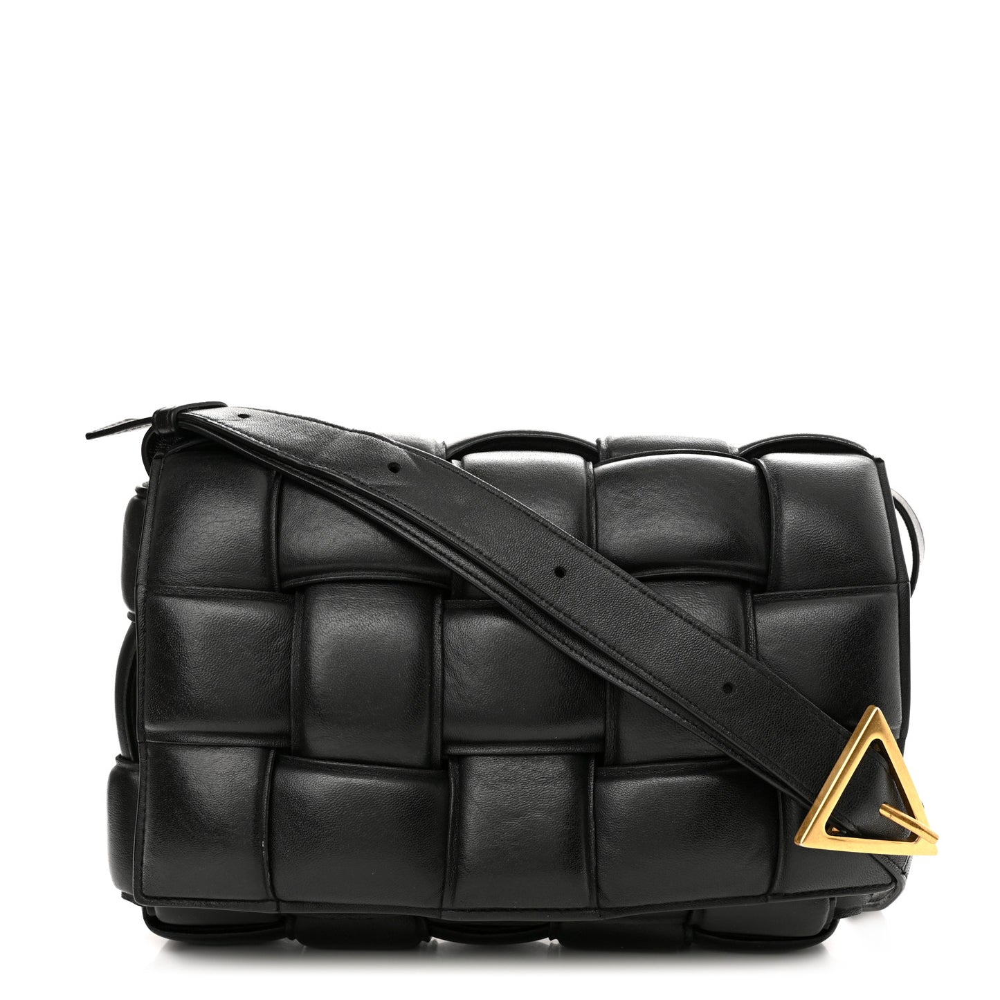 Nappa Maxi Intreccio Padded Cassette Crossbody Bag Black