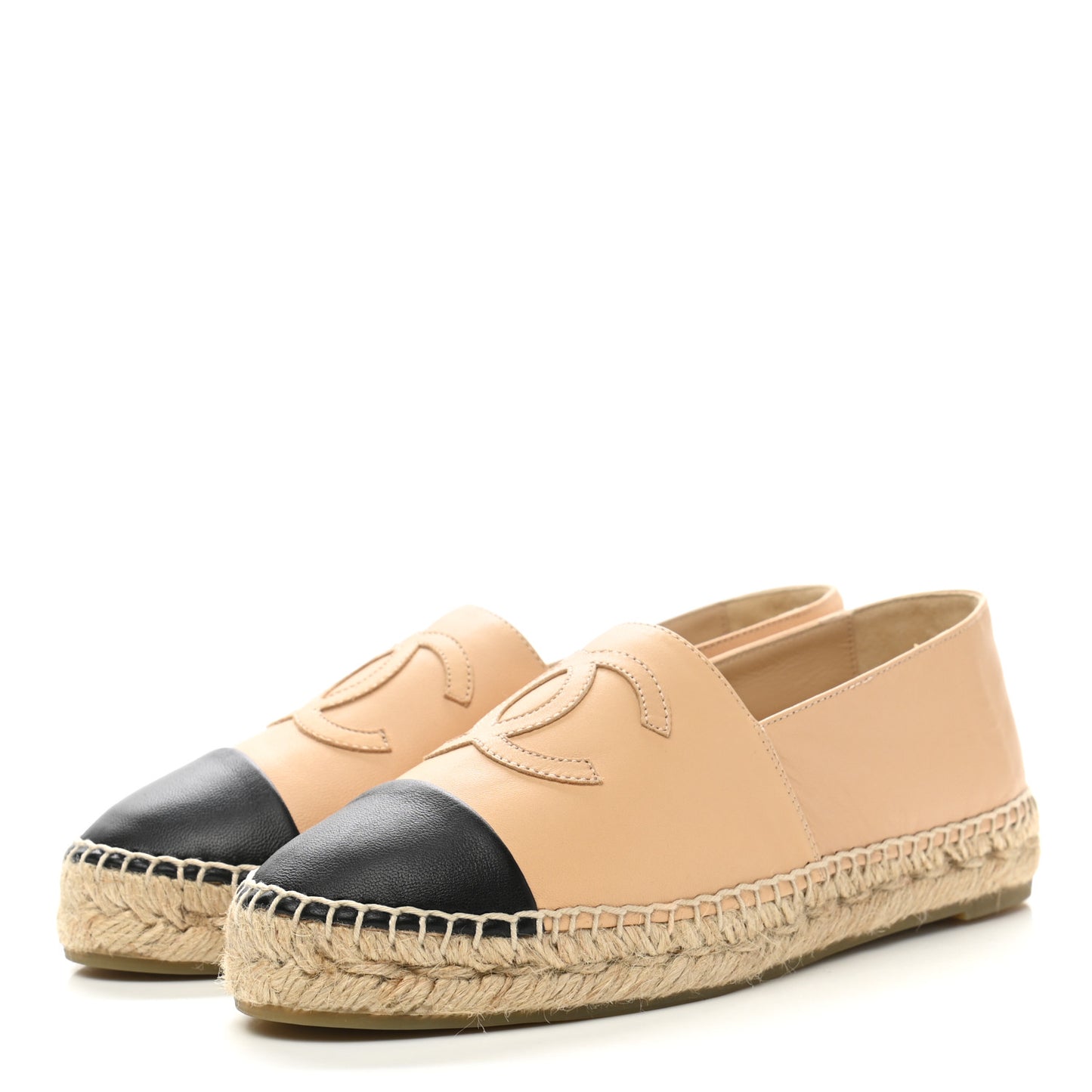 Lambskin CC Espadrilles 37 Beige Black