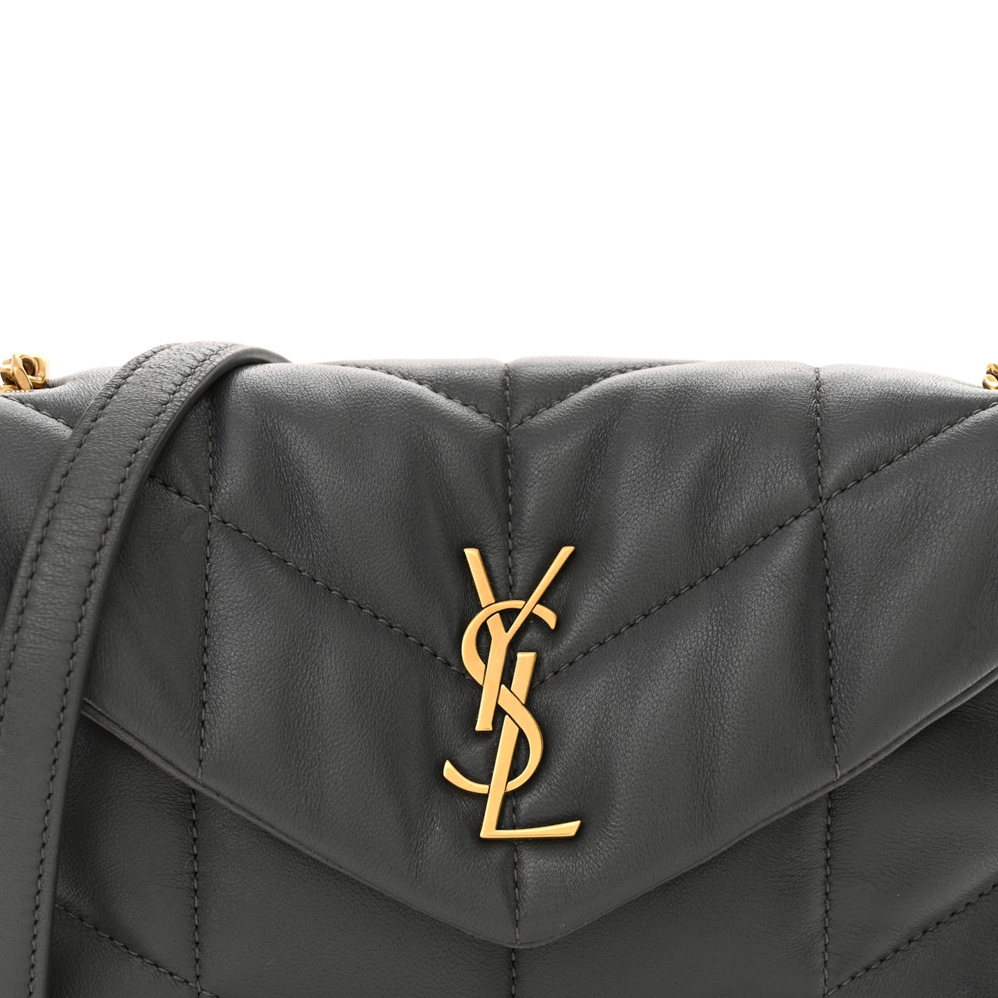 Lambskin Quilted Toy Loulou Puffer Monogram Chain Satchel Storm