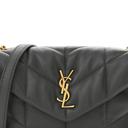 Saint Laurent Lambskin Quilted Toy Loulou Puffer Monogram Chain Satchel Storm 8 of 12