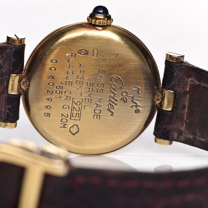 Cartier Sterling Silver Vermeil Calfskin 26mm Must De Cartier Quartz Watch Burgundy 5 of 7