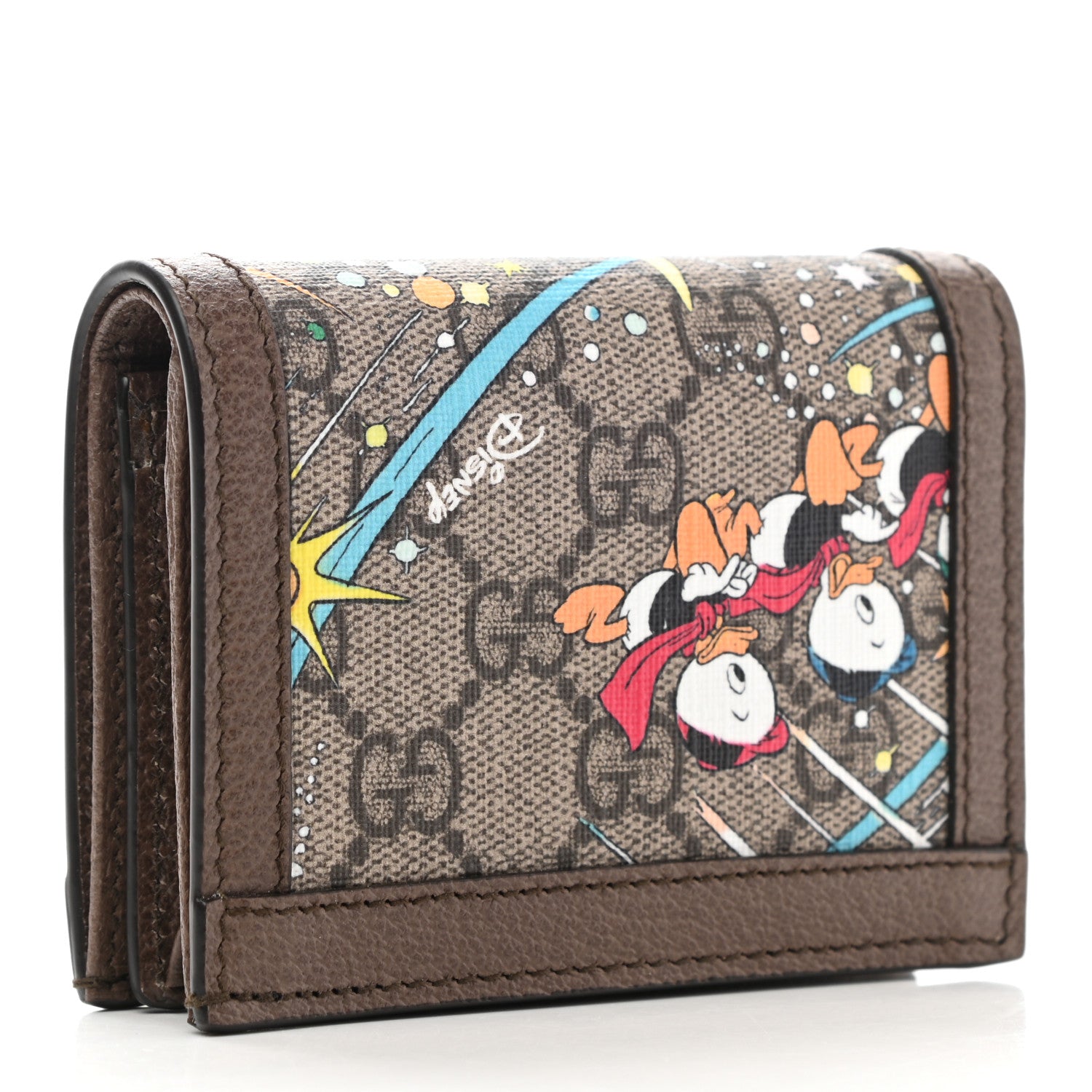 Gucci X DISNEY GG Supreme Monogram Donald Duck Interlocking G Card Case Beige Multicolor New Acero 3 of 8