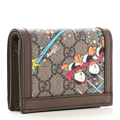 Gucci X DISNEY GG Supreme Monogram Donald Duck Interlocking G Card Case Beige Multicolor New Acero 3 of 8