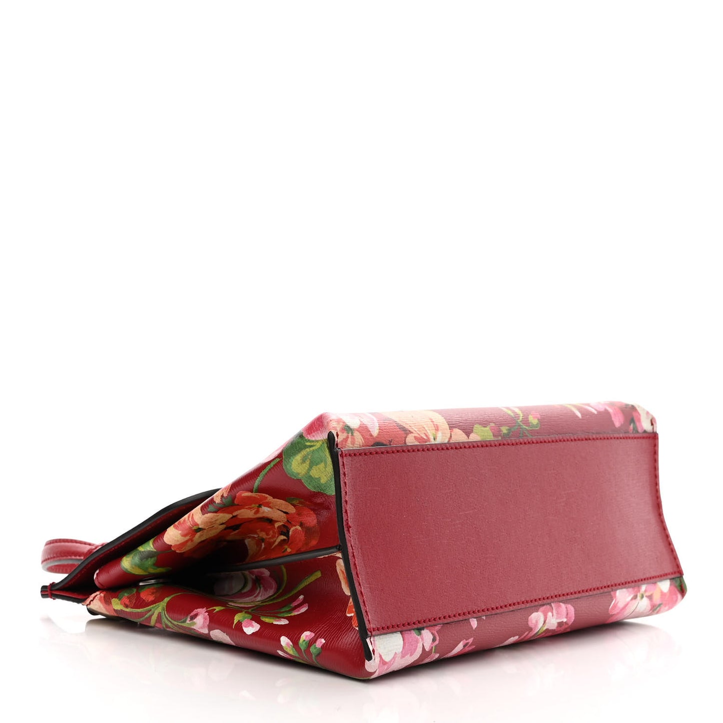 Shangai Calfskin Blooms Print Small Bamboo Daily Top Handle Bag Romantic Cerise Multicolor