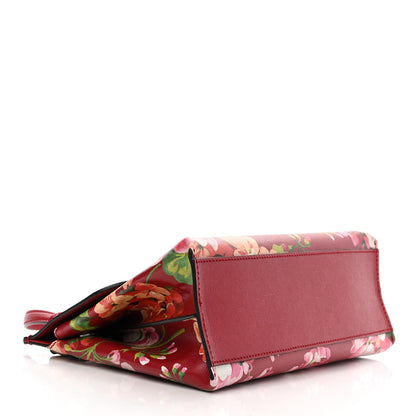 Gucci Shangai Calfskin Blooms Print Small Bamboo Daily Top Handle Bag Romantic Cerise Multicolor 4 of 10