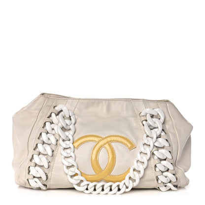 Chanel Calfskin Modern Chain Rhodoid East West Tote White 1 of 15