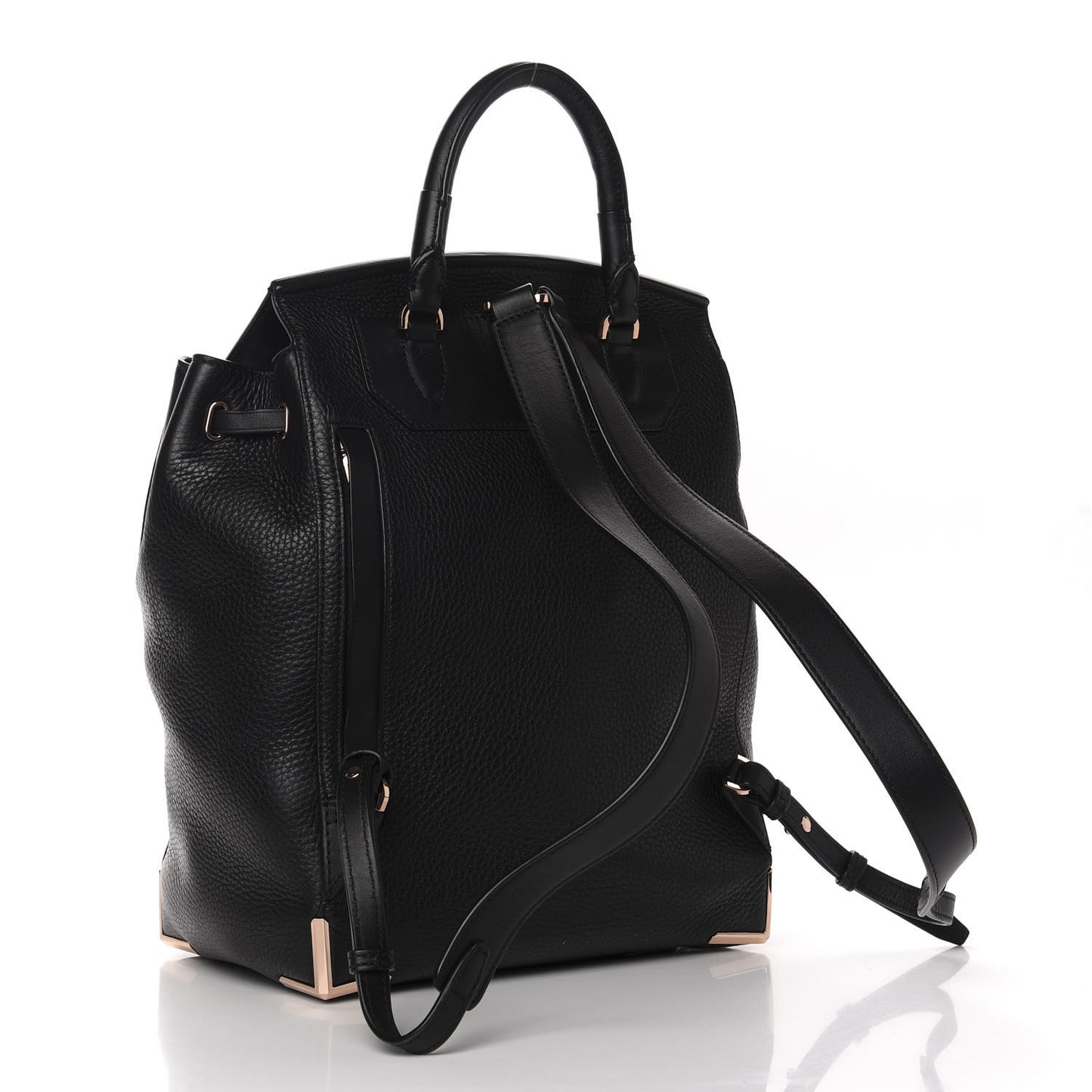 Pebbled Calfskin Prisma Skeletal Backpack Black Rose Gold Hardware