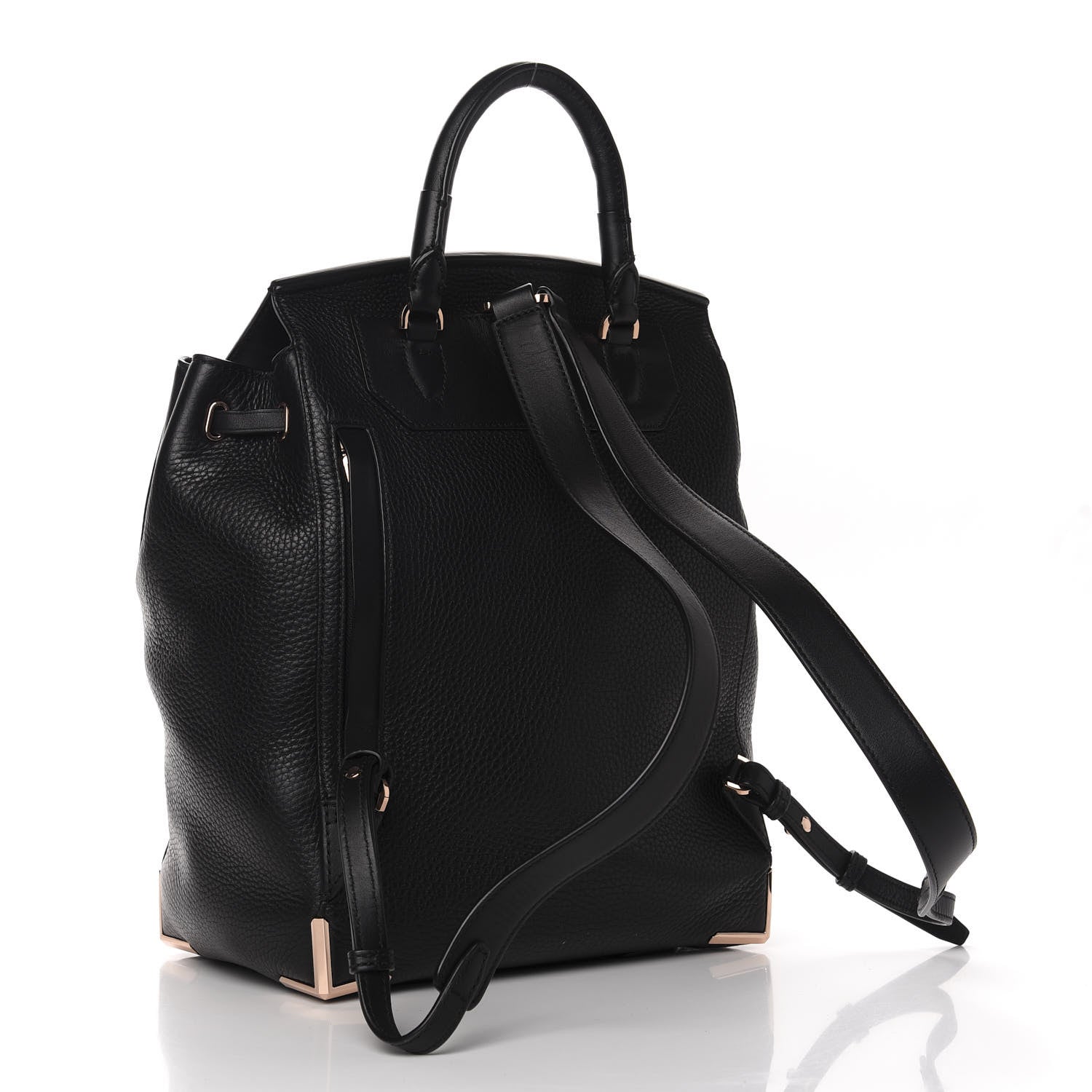 Alexander Wang Pebbled Calfskin Prisma Skeletal Backpack Black Rose Gold Hardware 2 of 10