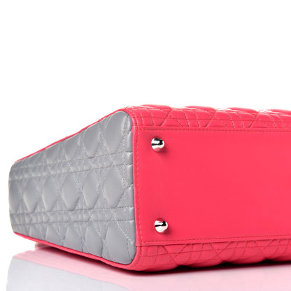 Christian Dior Lambskin Cannage Large Tri-Color Lady Dior Toxic Fuchsia 9 of 10