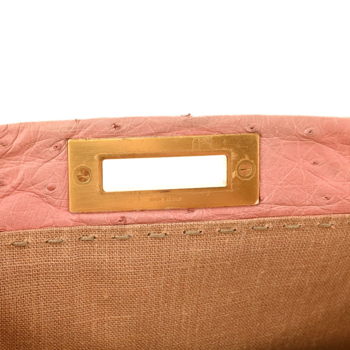 Ostrich Medium Peekaboo Iconic Satchel Pink