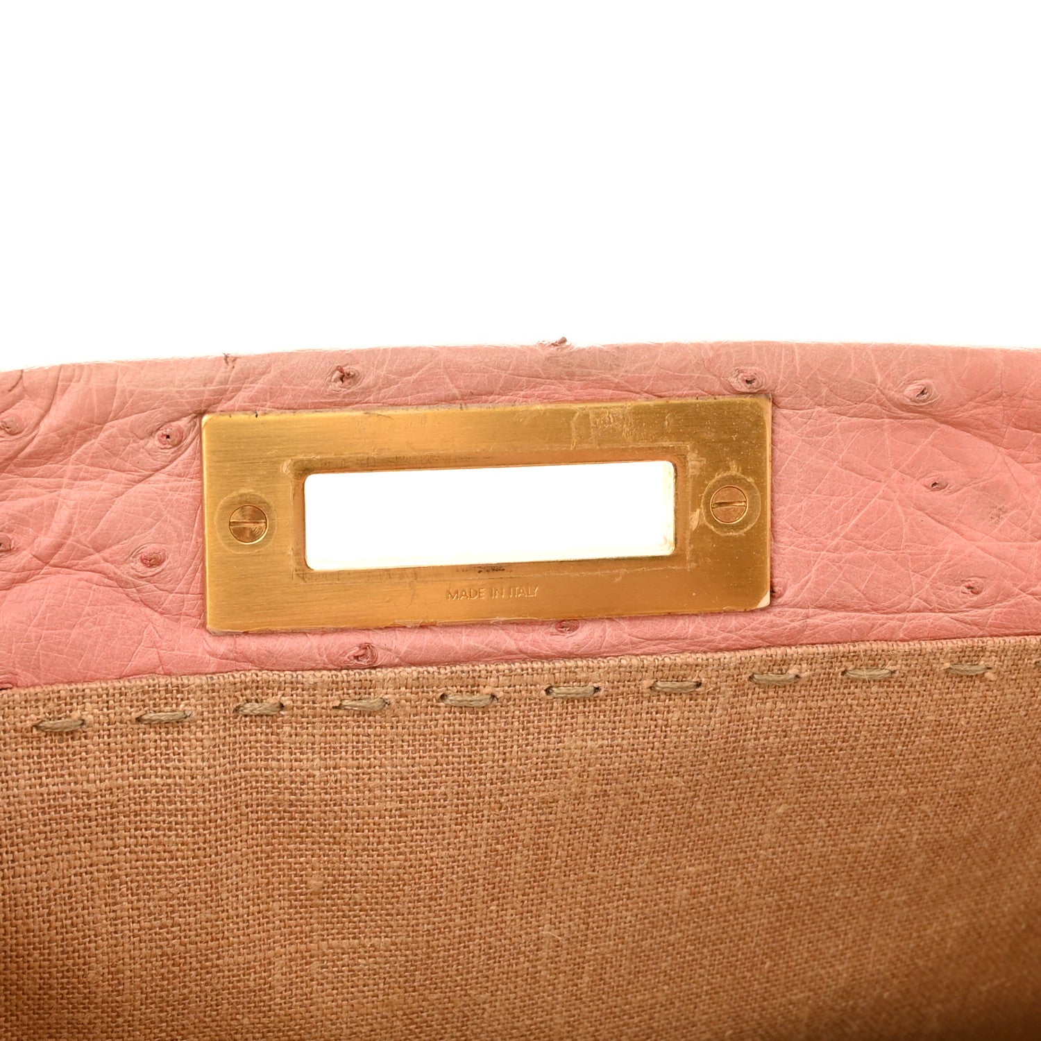 Fendi Ostrich Medium Peekaboo Iconic Satchel Pink 6 of 11