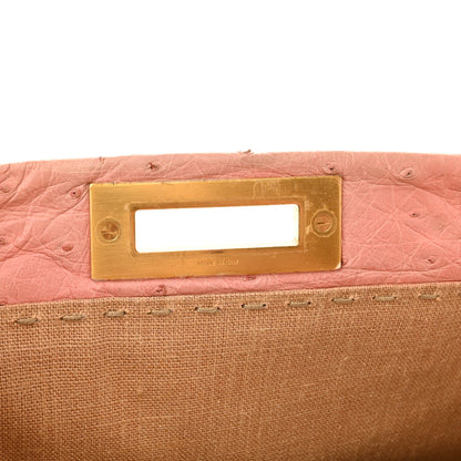 Fendi Ostrich Medium Peekaboo Iconic Satchel Pink 6 of 11