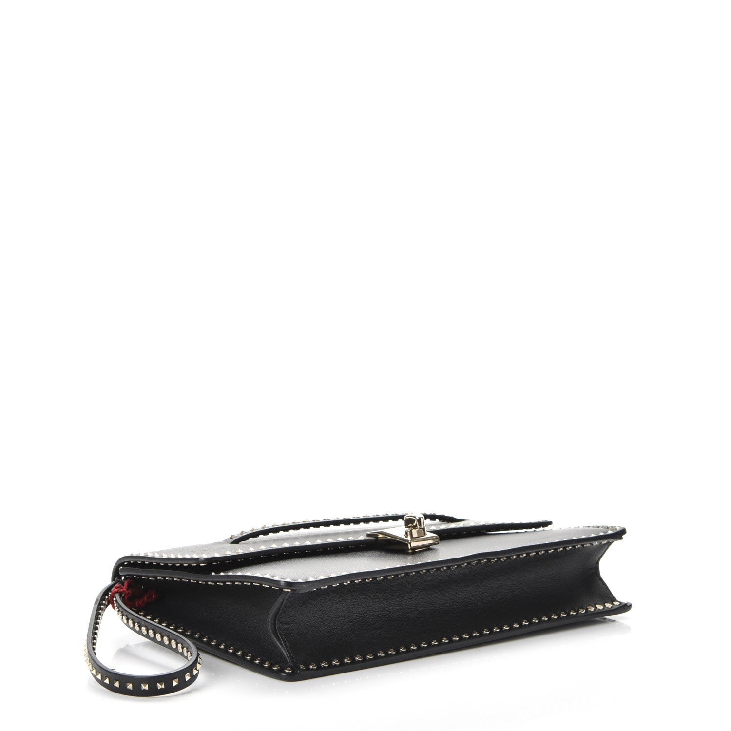 Valentino Garavani Calfskin Rockstud Turn Lock Flap Clutch Black 4 of 7