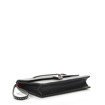 Valentino Garavani Calfskin Rockstud Turn Lock Flap Clutch Black 4 of 7