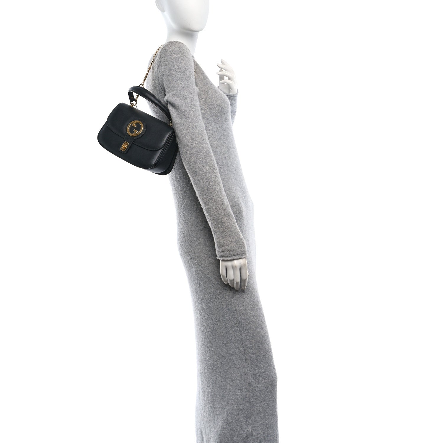 Gucci Roxy Calfskin Small Blondie Top Handle Shoulder Flap Bag Black 2 of 10