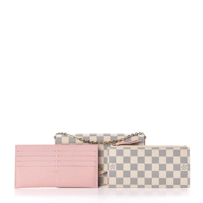Louis Vuitton Damier Azur Pochette Felicie Chain Wallet Rose Ballerine 3 of 9