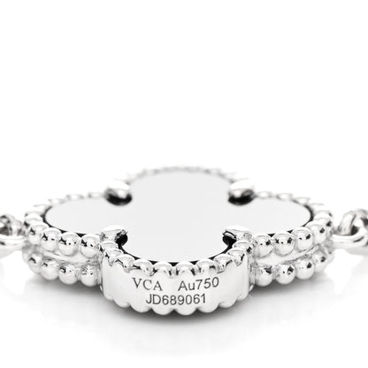 Van Cleef & Arpels 18K White Gold Diamond Black Onyx 5 Motifs Vintage Alhambra Bracelet 3 of 4