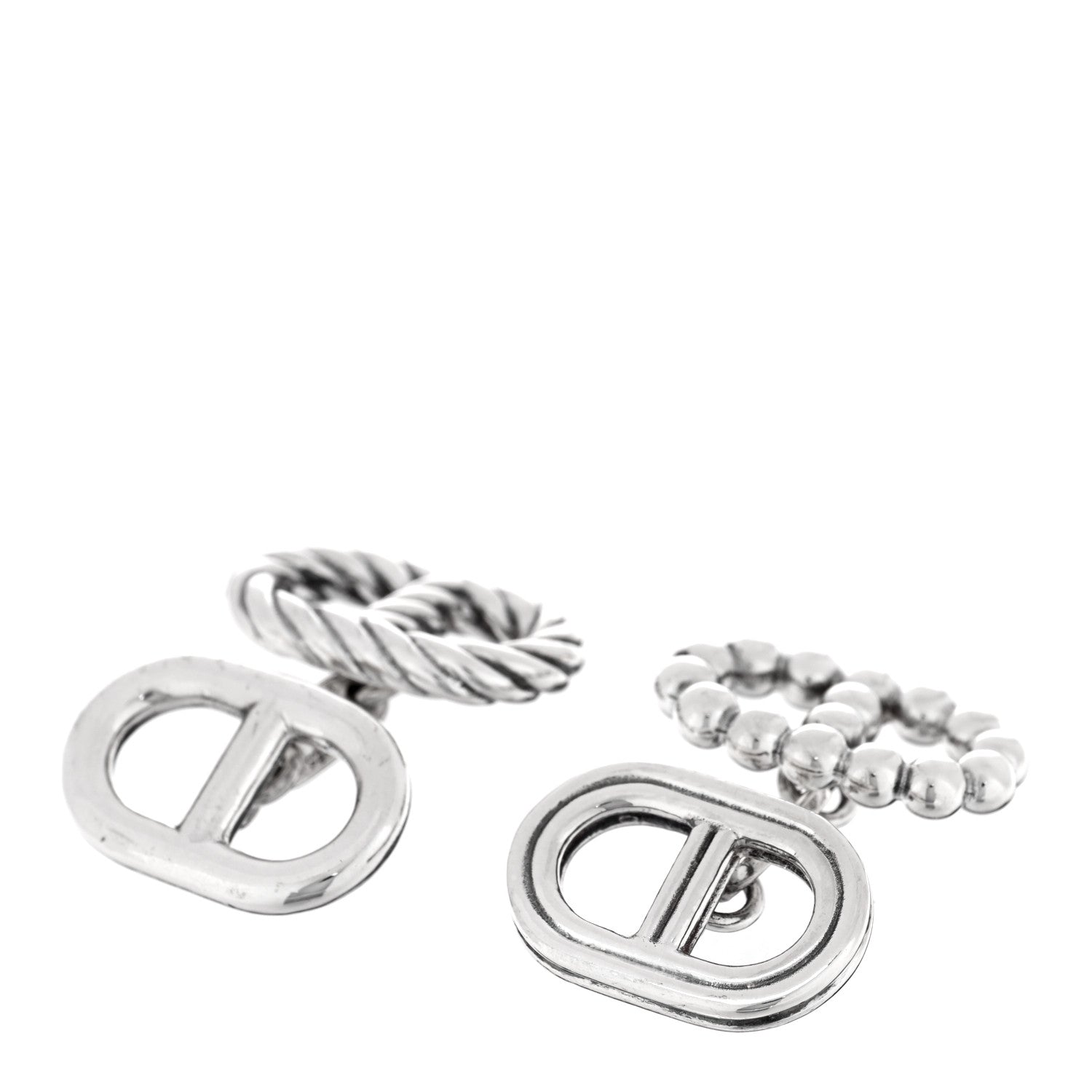 Hermes Sterling Silver Chaine d'Ancre Alea II Cufflinks 1 of 4