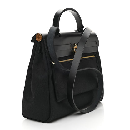 Hermes Military Toile Vache Hunter Herbag Zip Retourne 31 PM Black 4 of 10