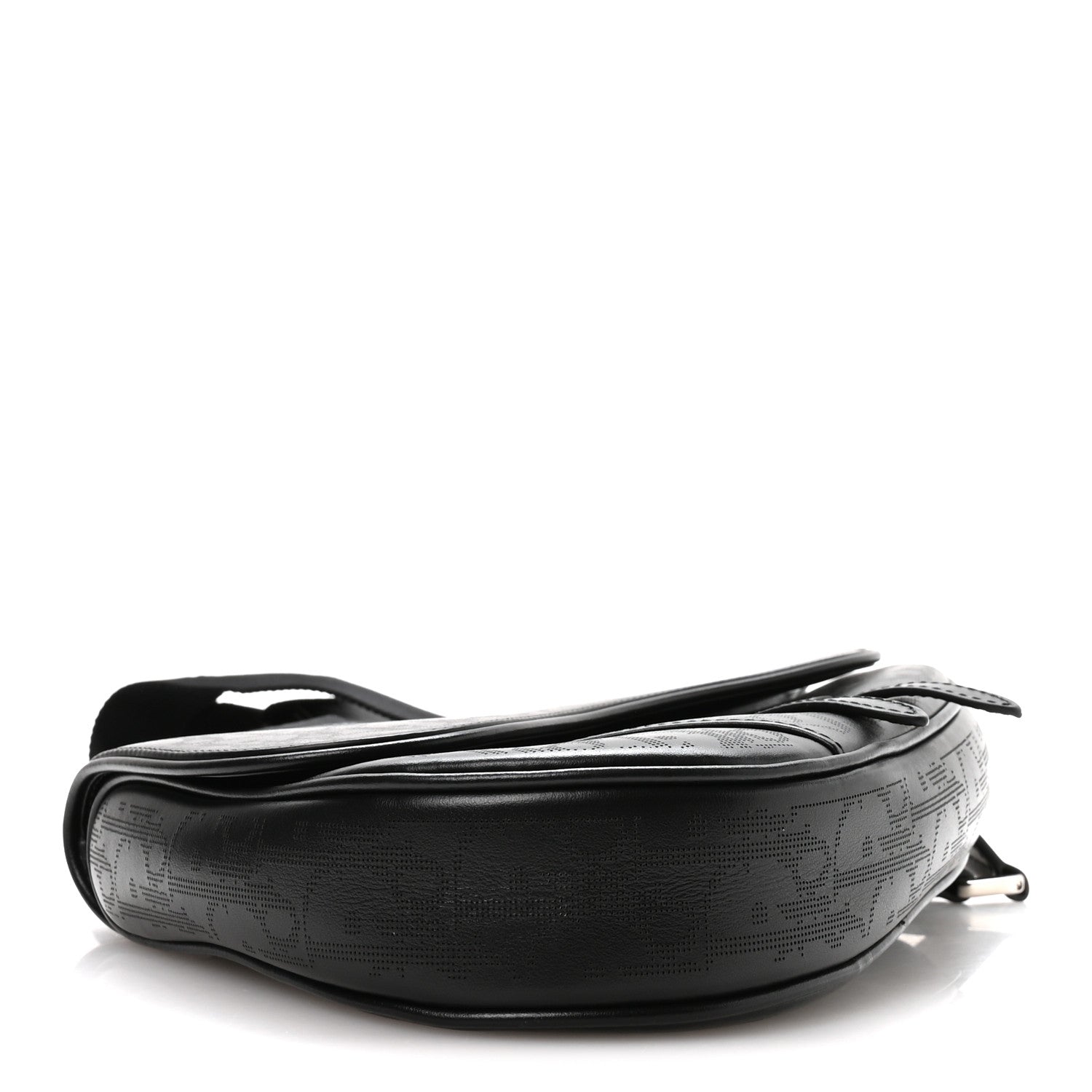 Christian Dior Calfskin Perforated Oblique Galaxy Mens Saddle Bag Black 4 of 11