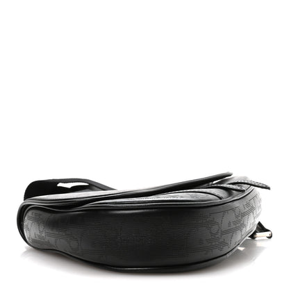 Christian Dior Calfskin Perforated Oblique Galaxy Mens Saddle Bag Black 4 of 11