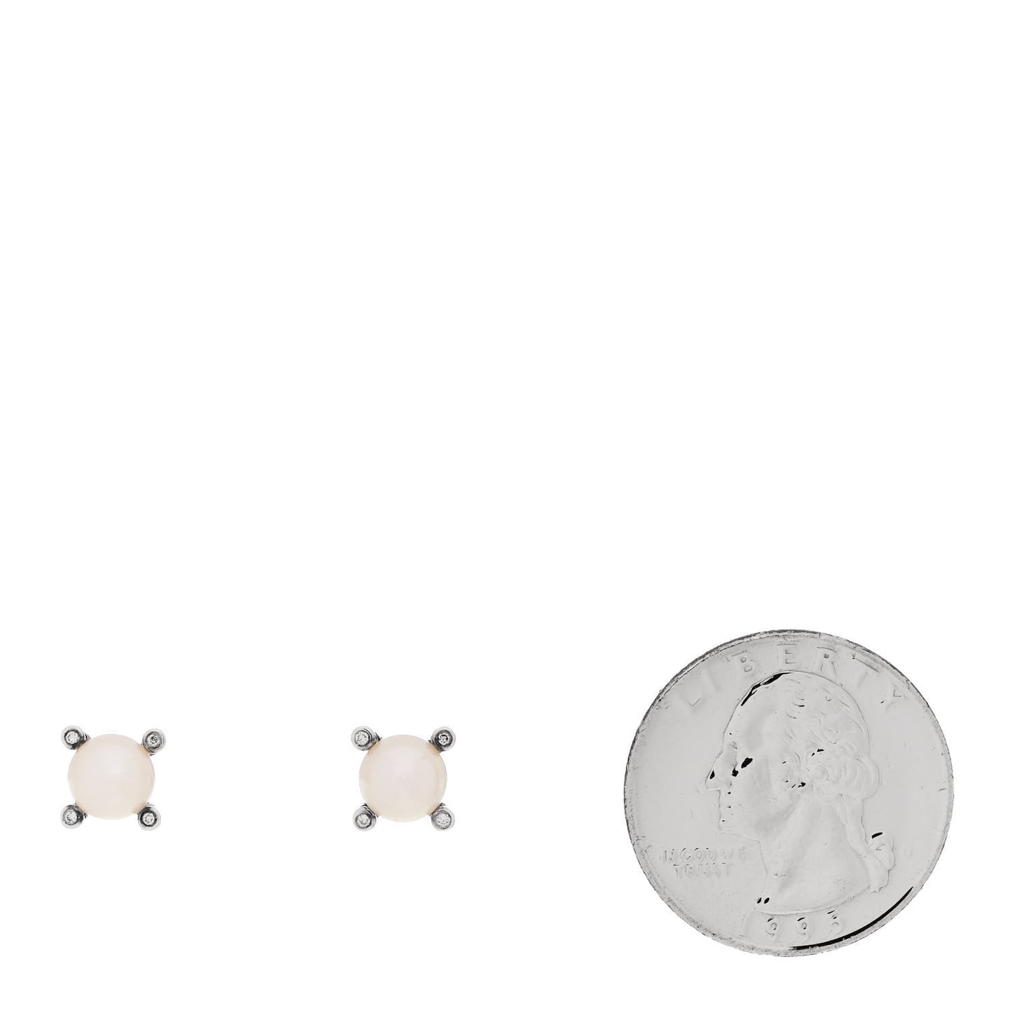 Sterling Silver Diamond Pearl 6-6.5mm Cable Stud Earrings